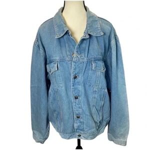 Vintage Today's News Denim Trucker Jacket‎ Mens XL Light Blue Wash 90s 80s Retro
